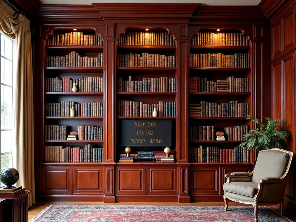 Handgemaakte bibliotheekkast van kersenhout
